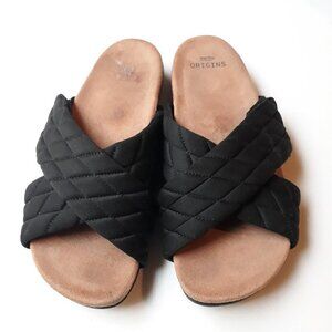 Earth Origins Oceana Black Quilted Comfort Sandal Sz 8M